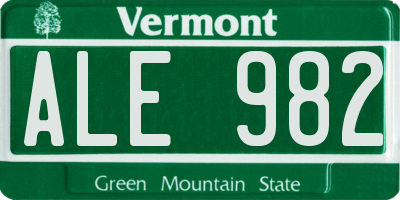 VT license plate ALE982