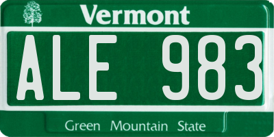 VT license plate ALE983