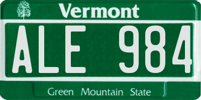 VT license plate ALE984