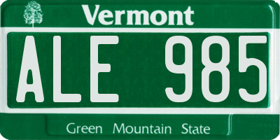 VT license plate ALE985