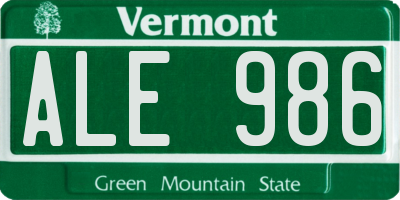 VT license plate ALE986