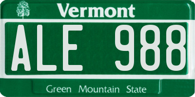 VT license plate ALE988