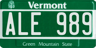 VT license plate ALE989