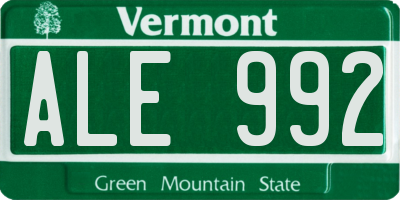 VT license plate ALE992