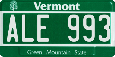 VT license plate ALE993