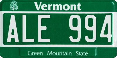 VT license plate ALE994