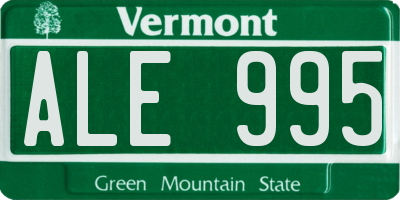 VT license plate ALE995