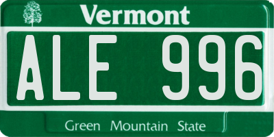 VT license plate ALE996