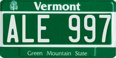 VT license plate ALE997
