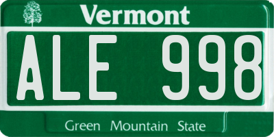 VT license plate ALE998