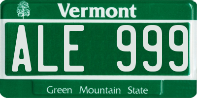 VT license plate ALE999