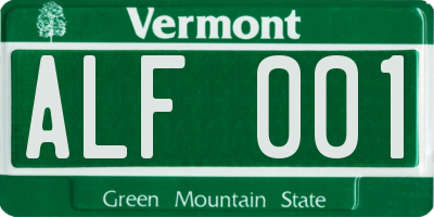 VT license plate ALF001