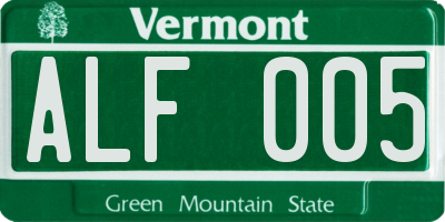 VT license plate ALF005
