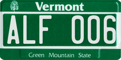 VT license plate ALF006