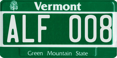 VT license plate ALF008