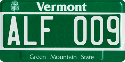 VT license plate ALF009