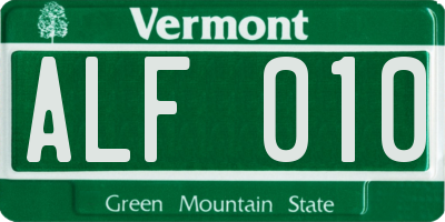 VT license plate ALF010