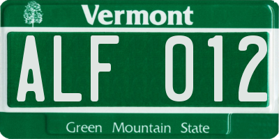 VT license plate ALF012