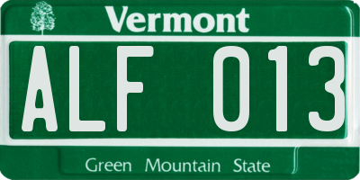 VT license plate ALF013