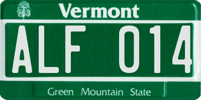 VT license plate ALF014