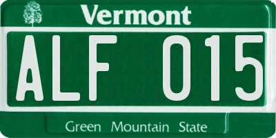 VT license plate ALF015