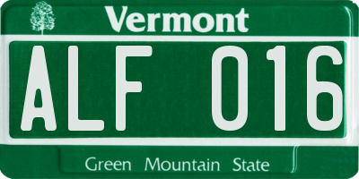 VT license plate ALF016