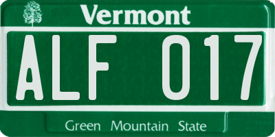 VT license plate ALF017