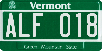VT license plate ALF018