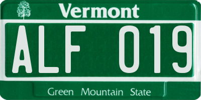 VT license plate ALF019