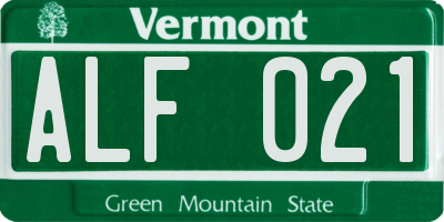 VT license plate ALF021