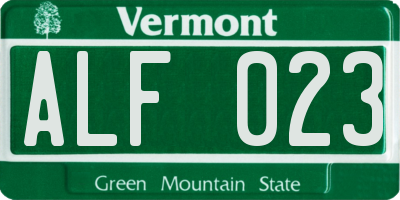 VT license plate ALF023