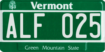VT license plate ALF025