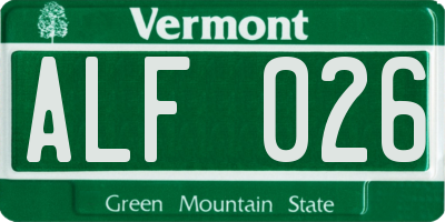 VT license plate ALF026