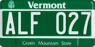 VT license plate ALF027
