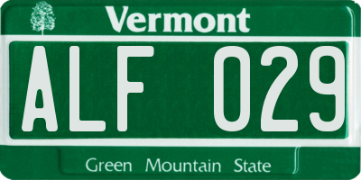 VT license plate ALF029