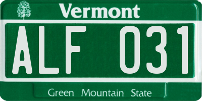 VT license plate ALF031