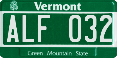 VT license plate ALF032