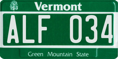 VT license plate ALF034