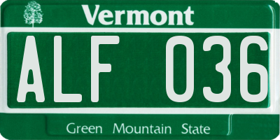 VT license plate ALF036