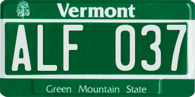 VT license plate ALF037