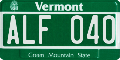 VT license plate ALF040