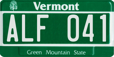 VT license plate ALF041