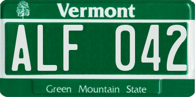 VT license plate ALF042