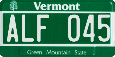 VT license plate ALF045