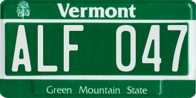 VT license plate ALF047