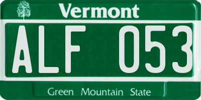 VT license plate ALF053
