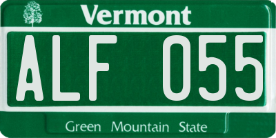 VT license plate ALF055