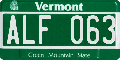 VT license plate ALF063