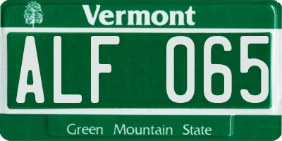 VT license plate ALF065