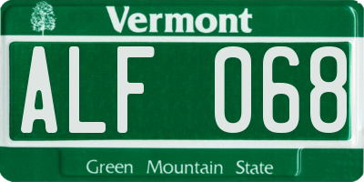 VT license plate ALF068